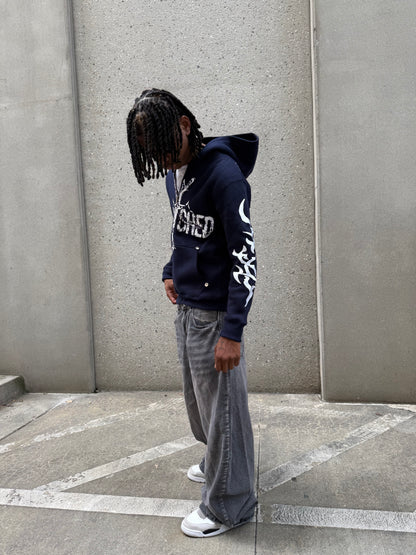 Unmatched Zip - Navy Blue